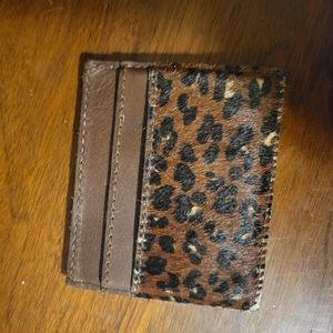 Madewell Calf Hair Card Holder in Leopard